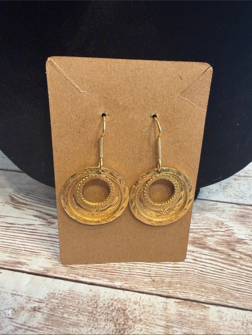 Vintage Alpaca Mexico Stamped Aztec Art Disk Dangle Earrings